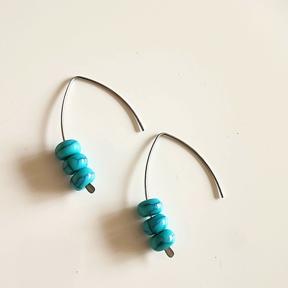 Boho Gypsy Sisters Turquoise Bead Drop Earrings